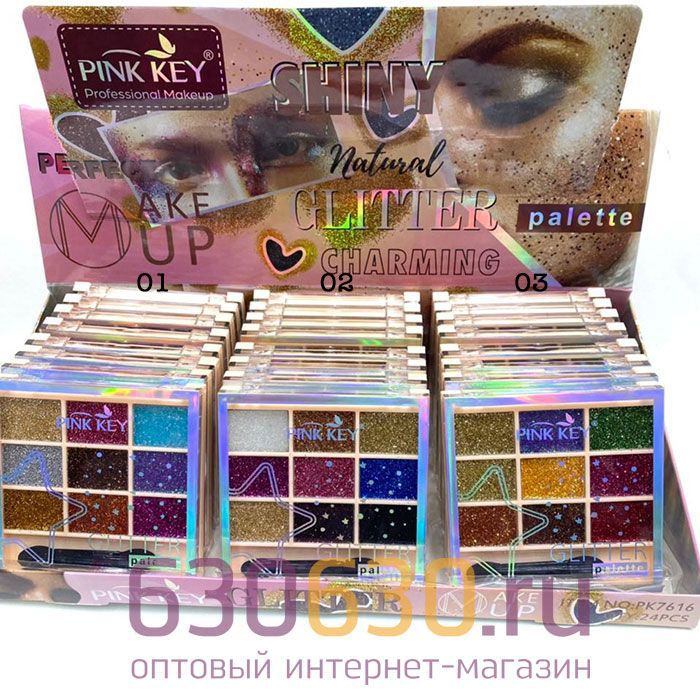Тени-глиттеры для век Pink Key "Natural" в ассортименте 1шт.