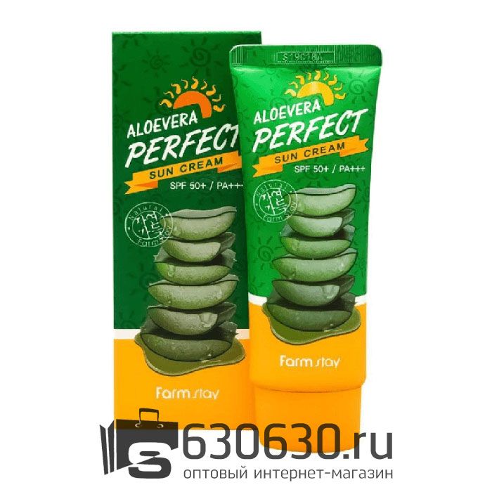 Солнцезащитный крем для лица и тела FarmStay "Aloevera Perfect Sun Cream SPF50+/PA+++" 70 ml