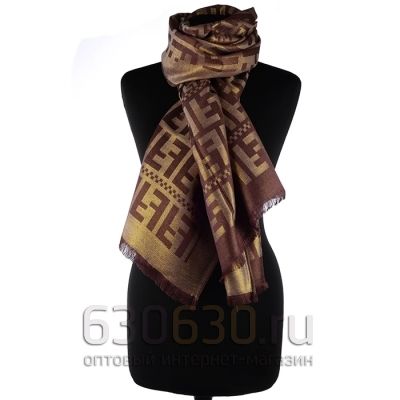 Палантин 3D Fendi Двухсторонний (Красно-Коричневый/Золотистый)