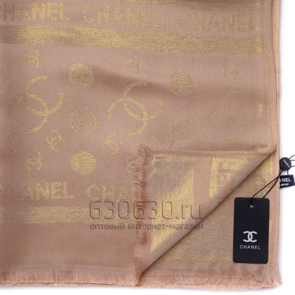 Палантин 3D Chanel Двухсторонний (Песочный/Золотистый)