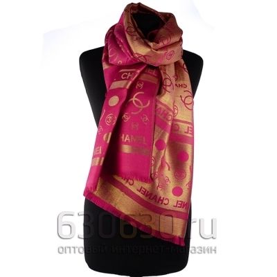 Палантин 3D Chanel Двухсторонний (Вишневый/Золотистый)