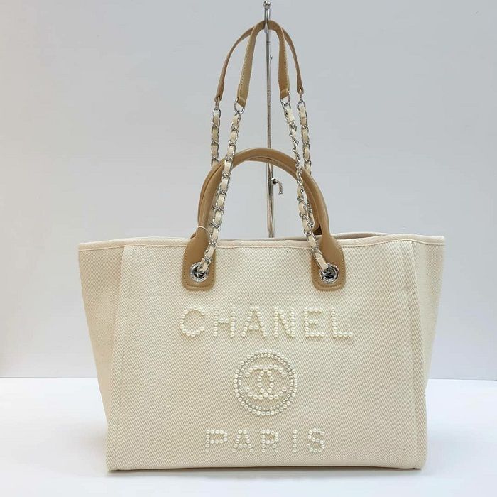 Сумка Шоппер "Ch*nel" Текстиль+эко-кожа