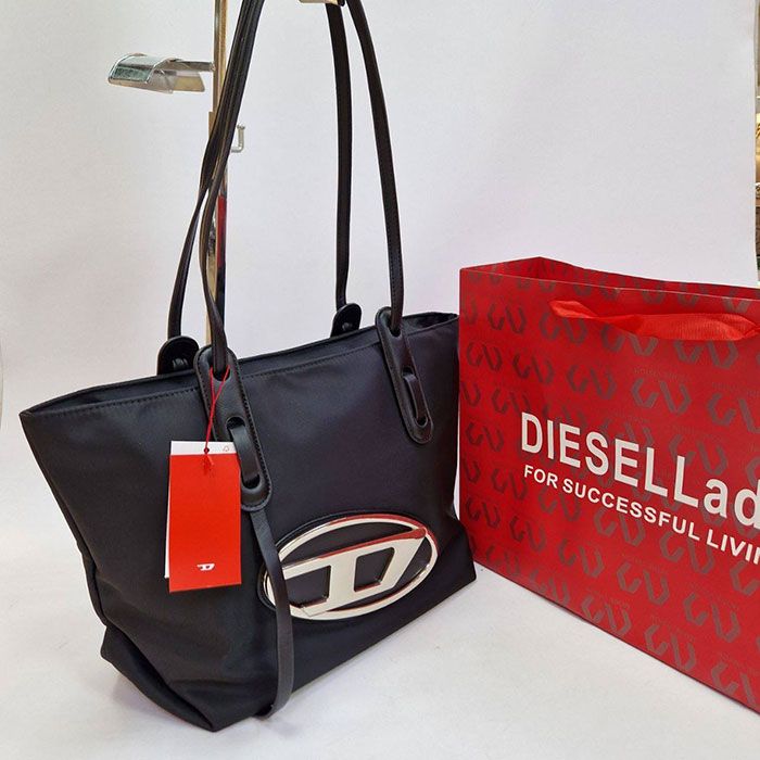 Сумка "Di*sel" Плащовка+Эко кожа (30/43см)