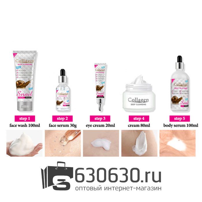 Набор для ухода за кожей с коллагеном и улиткой Collagen "Capture Miracle" 5 в 1