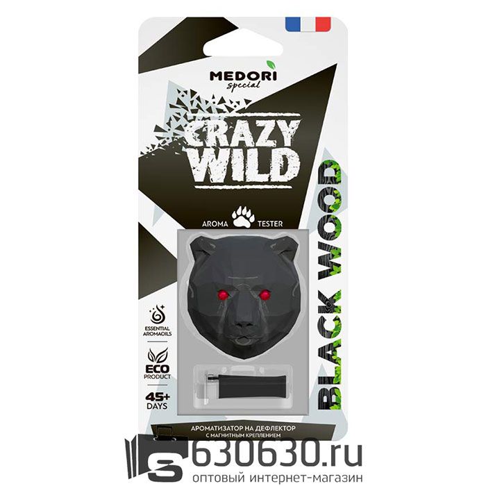 Меловой автопарфюм на дефлектор Medori "Crazy Wild Black Wood" 3D