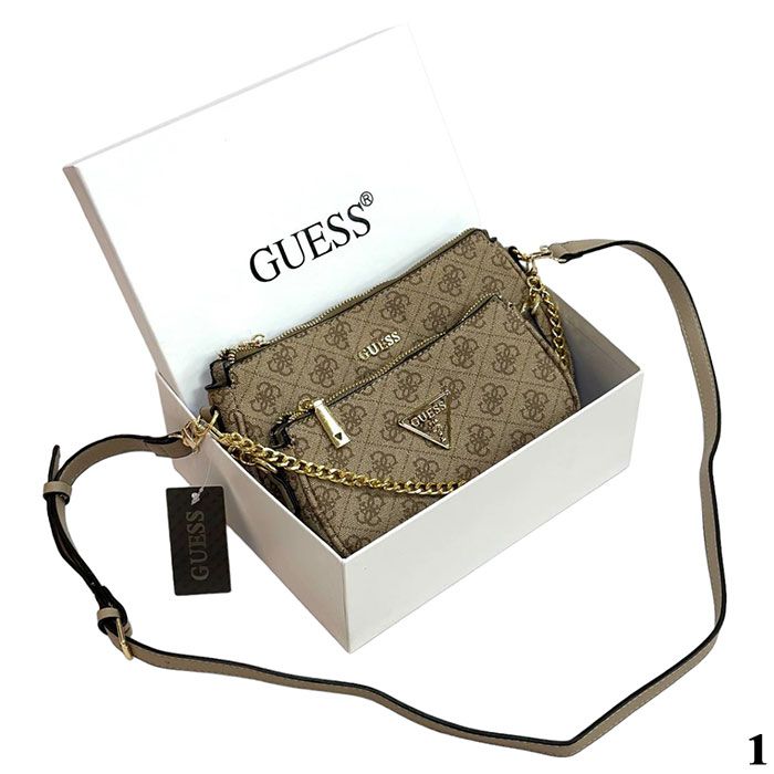 Сумка двойная (2в1) "Gues*" Эко кожа ЛЮКС (24/14см)