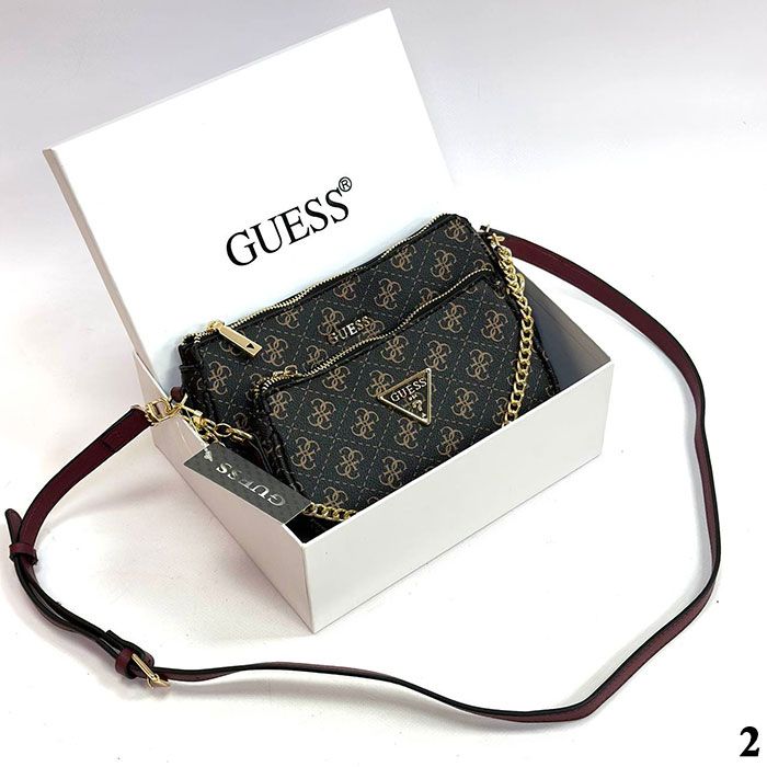 Сумка двойная (2в1) "Gues*" Эко кожа ЛЮКС (24/14см)