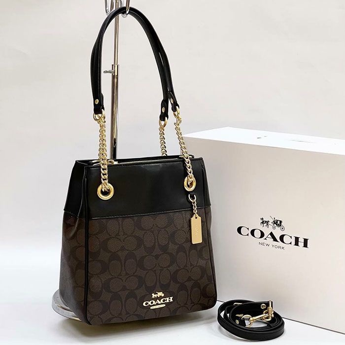 Сумка "Co*ch" Натуральная кожа ЛЮКС (25/23 см)