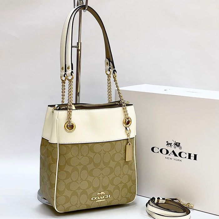 Сумка "Co*ch" Натуральная кожа ЛЮКС (25/23 см)