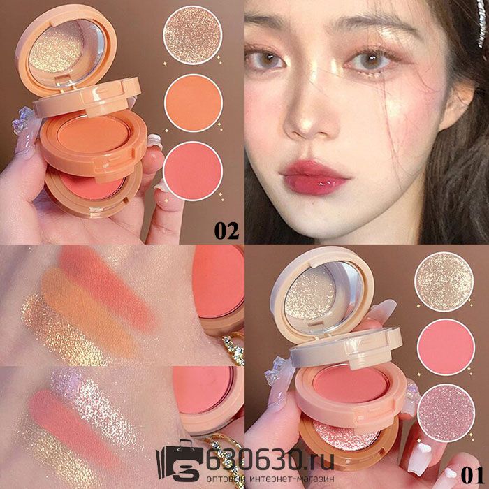 Тени-румяна-хайлайтер MISS LARA Blusher & Highlighter 3 в 1