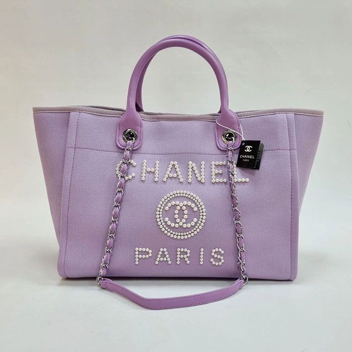 Сумка Шоппер "Ch*nel" Текстиль+Эко кожа (38/28 см)