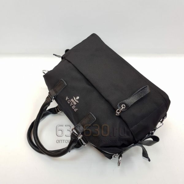 Сумка "Pr*da" мешковина + натуральная кожа