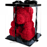 Декоративный мишка из розочек 3D в подарочной упаковке ( с бантиком)