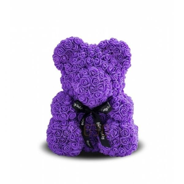 Декоративный мишка из розочек 3D в подарочной упаковке ( с бантиком)
